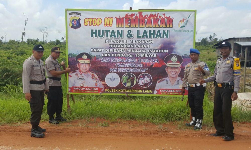 Antisipasi Karhutla, Polsek Kolam Pasang Spanduk Imbauan di Ruas Jalan Kolam