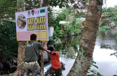 BKSDA Pasang Spanduk Waspada Buaya