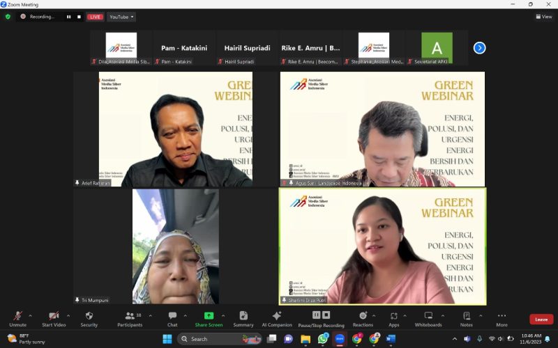 Green Webinar,yang digelar Asosiasi Media Siber Indonesia dan BBC Media Action, untuk menjawab persoalan tesebut perlu pelibatan masyarakat dengan memanfaatkan sumber daya lokal yang tersedia,  Senin (06/11/2023). Foto : Ist